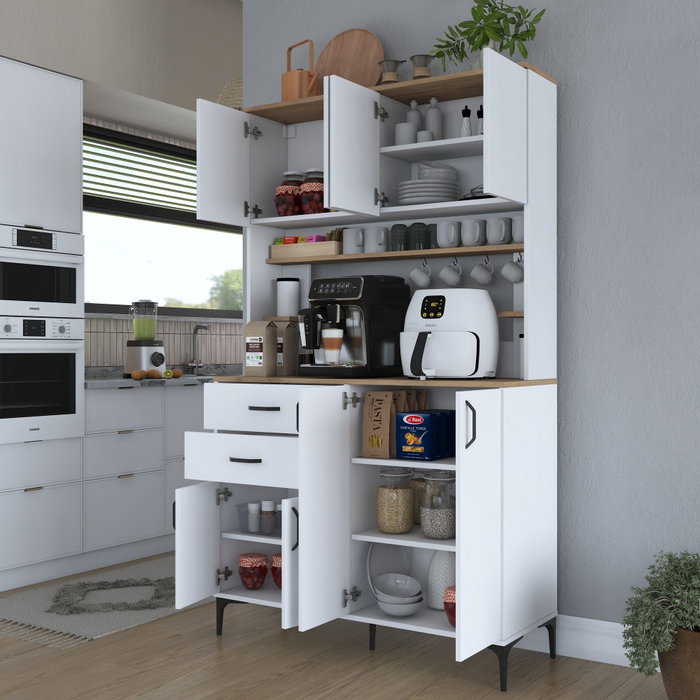 Hanah Home Armario Multiusos Blanco y Nogal